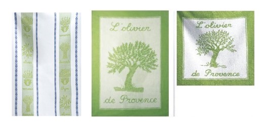 L’olivier Amande, keukenset (thee- en keukendoek, 100% katoen, jacquard weving, Coucke (Frankrijk)