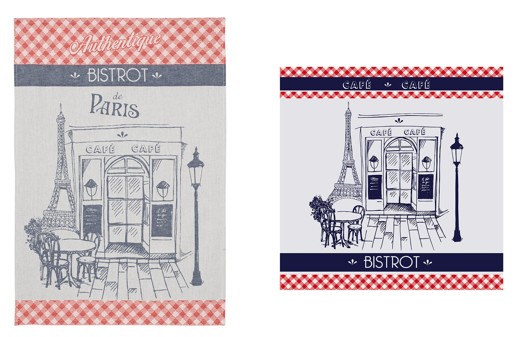 Bistrot Athentique, keukenset (thee- en keukendoek, 100% katoen, jacquard weving, Coucke (Frankrijk)