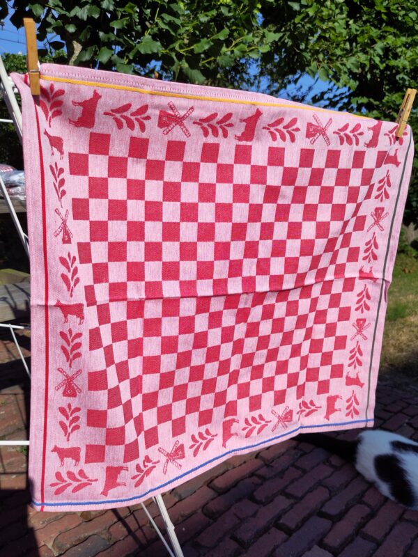 Dutch Red Square, keukenset (thee- en keukendoek, 100% katoen, jacquard weving, DDDDD (Nederlands) - Afbeelding 2