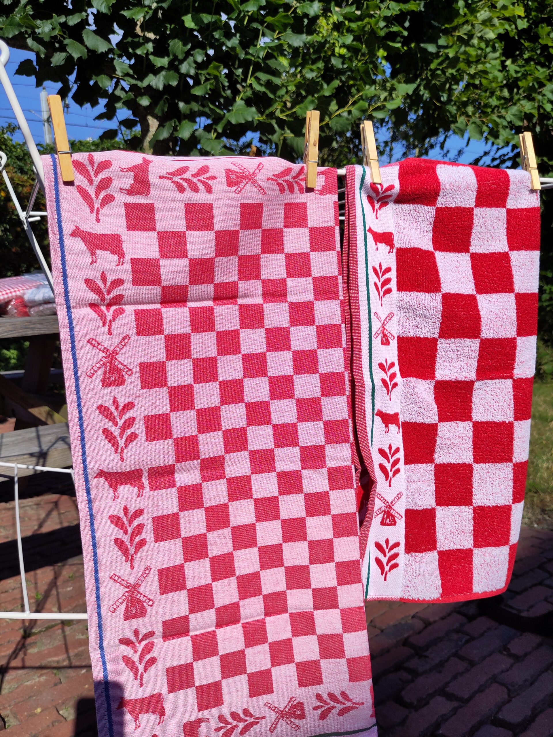 Dutch Red Square, keukenset (thee- en keukendoek, 100% katoen, jacquard weving, DDDDD (Nederlands)