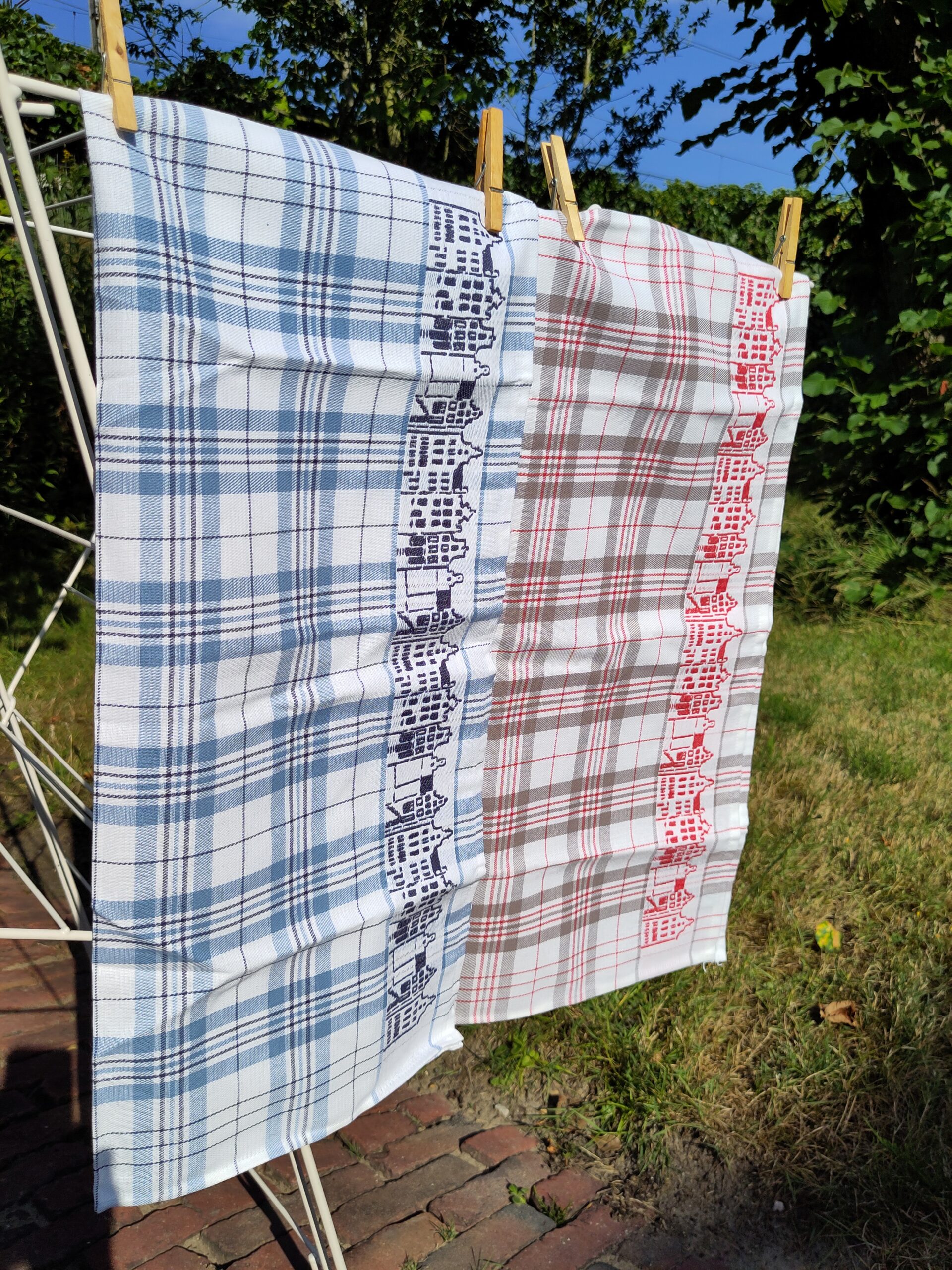 Amsterdam houses, theedoek, 100% katoen, jacquard weving, DDDDD (Nederlands)