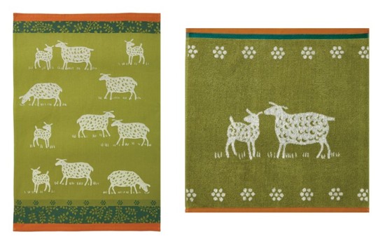 Mouton, keukenset (thee- en keukendoek, 100% katoen, jacquard weving, Coucke (Frankrijk)