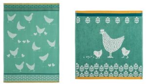 Poulettes, keukenset (thee- en keukendoek, 100% katoen, jacquard weving, Coucke (Frankrijk) - Theedoek (afdroogdoek)