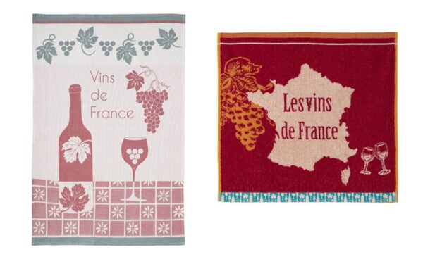 Vin de France, keukenset (thee- en keukendoek, 100% katoen, jacquard weving, Coucke (Frankrijk)