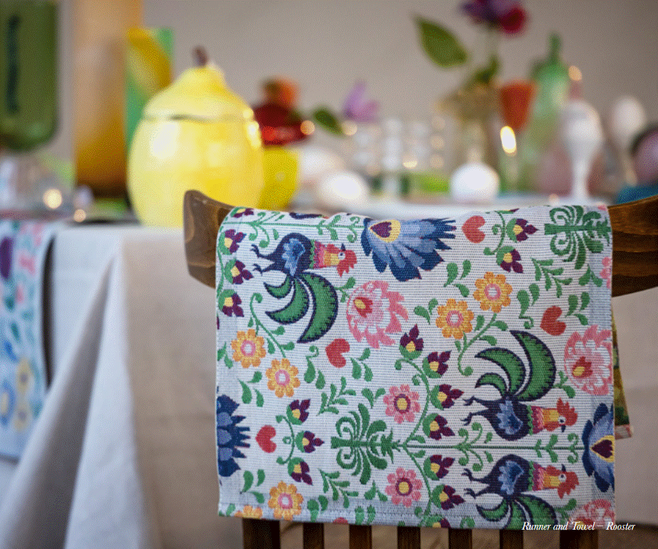 Rooster, loper, placemat 100% katoen, jacquard weving, Ekelund (Zweden)