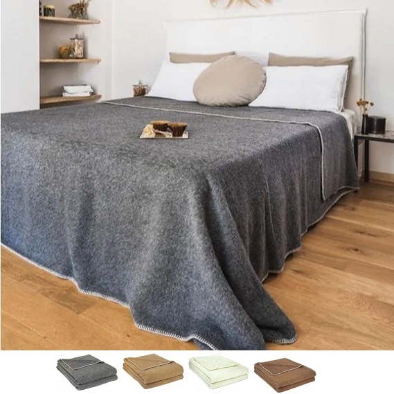 Junin, deken, voor- en najaar en winter, 85% alpaca 15% wol, Brun de Vian-Tiran (Frankrijk)