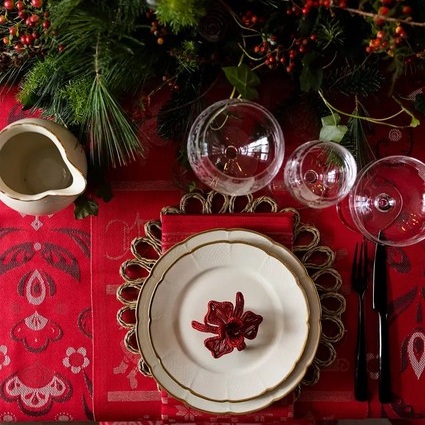 Torplyckan, kerst tafellinnen 100% katoen, jacquard weving, Ekelund (Zweden)